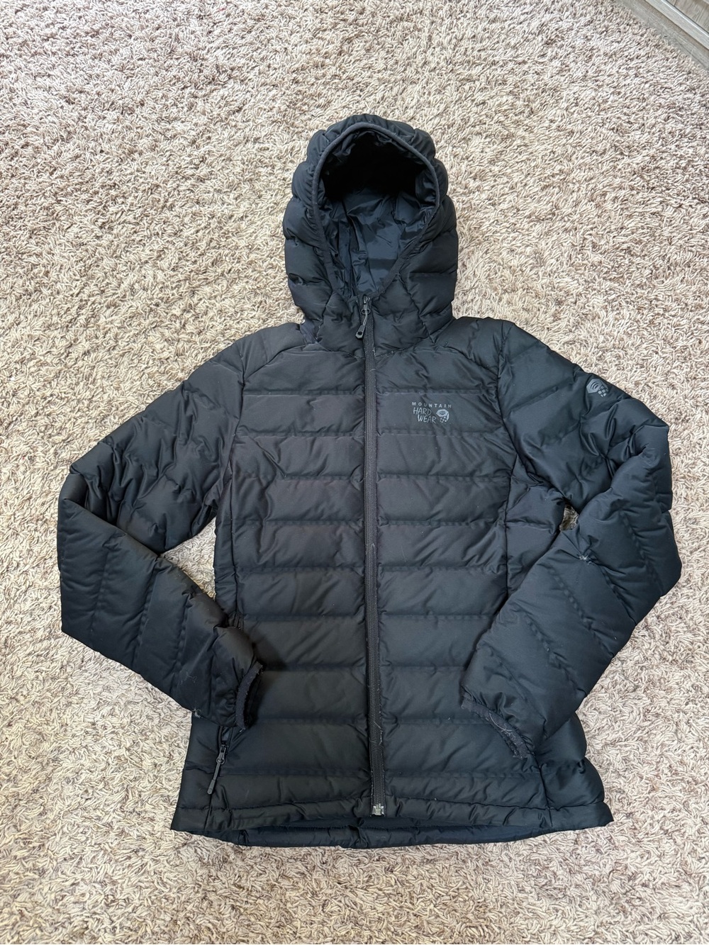 (Read-flaws) Small- Mountain Hardwear Women's Black Insulated Hooded Jacket